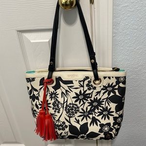 Spartina 449 Linen and Leather tote. With red tassels. Like new condition.